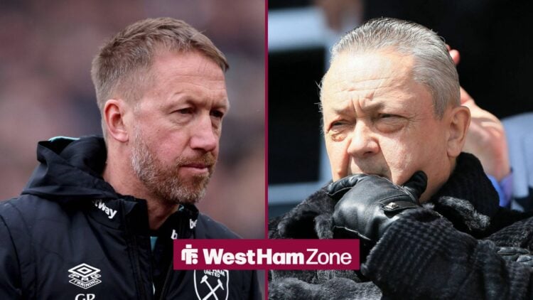 West Ham manager Graham Potter with David Sullivan pondering