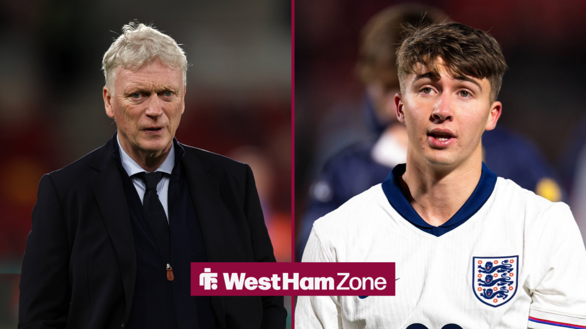 Former West Ham manager David Moyes with George Earthy in action for England