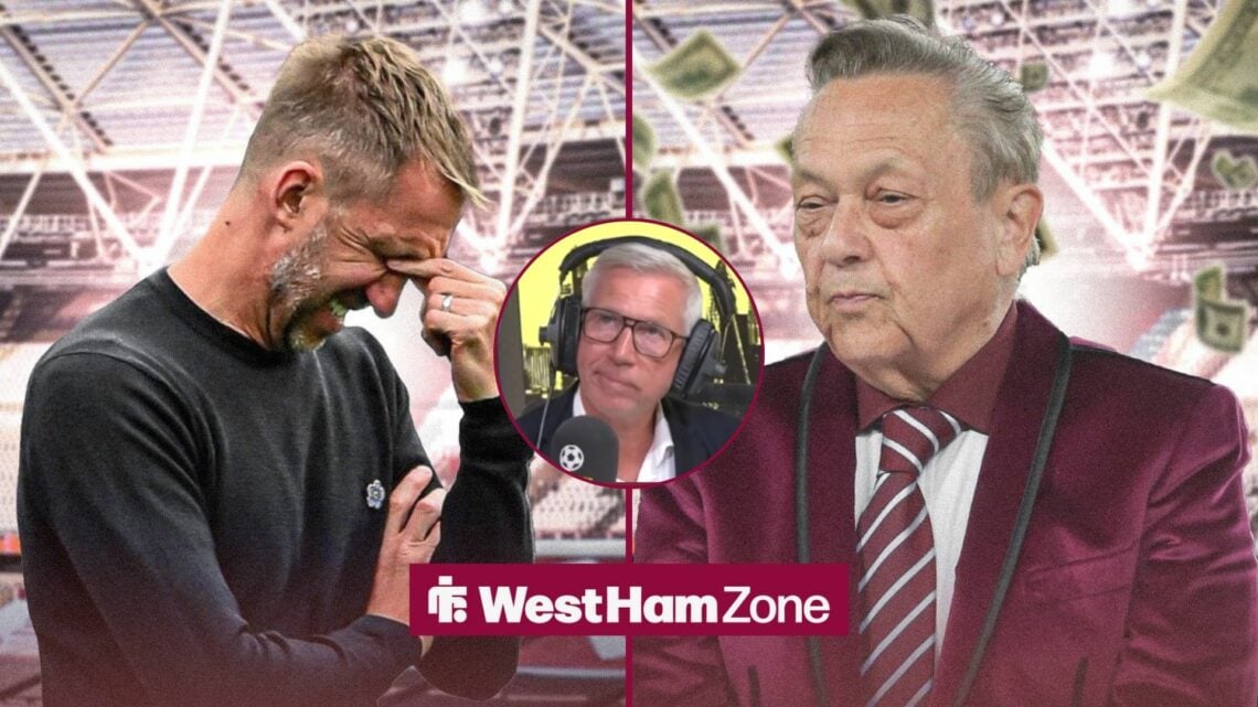 Ex-West Ham boss Graham Potter left, David Sullivan right and Alan Pardew in the middle
