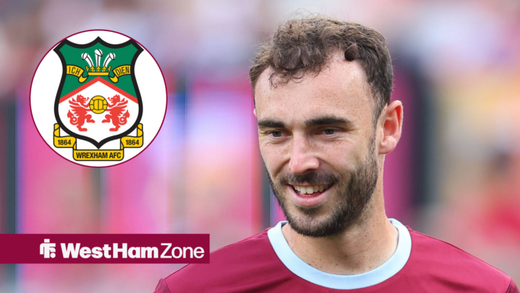 An image of Andy Irving playing for West Ham United, next to a circular inset