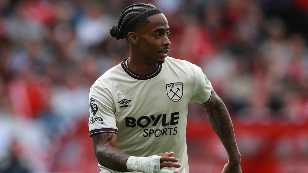 Crysencio Summerville playing for West Ham