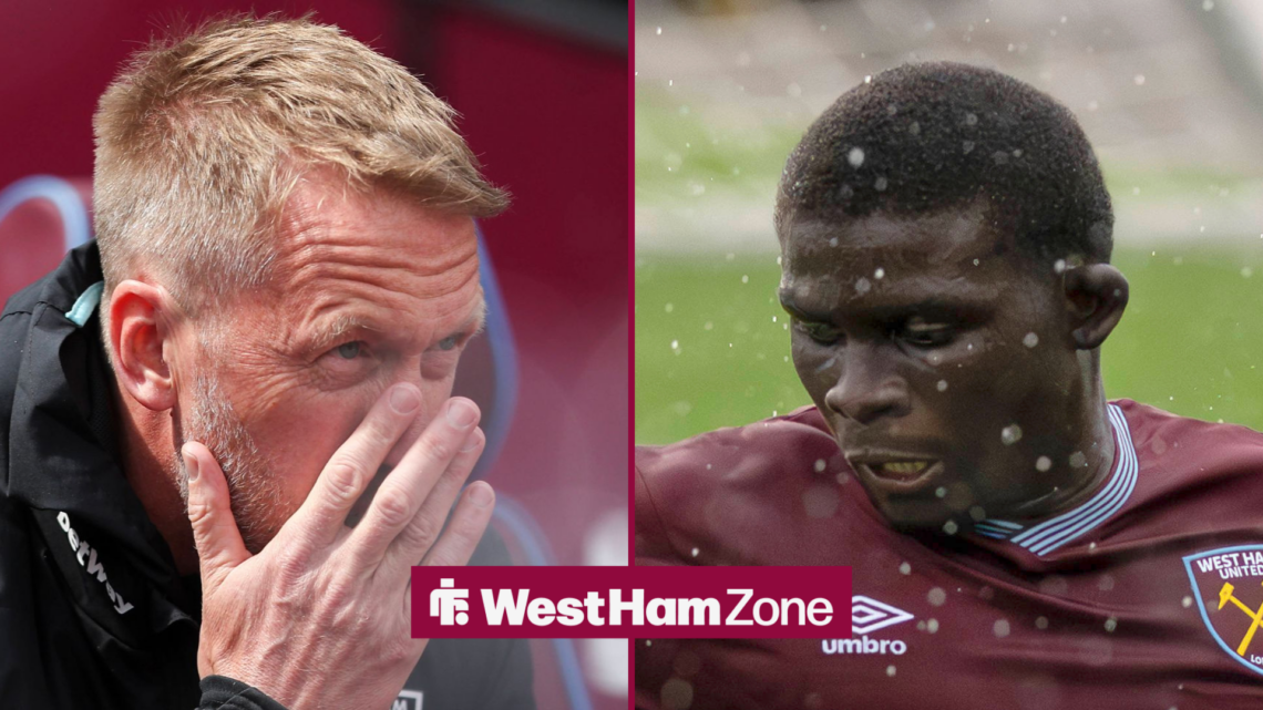 An image of Graham Potter looking nervous as West Ham United manager, next to an image of El Hadji Malick Diouf