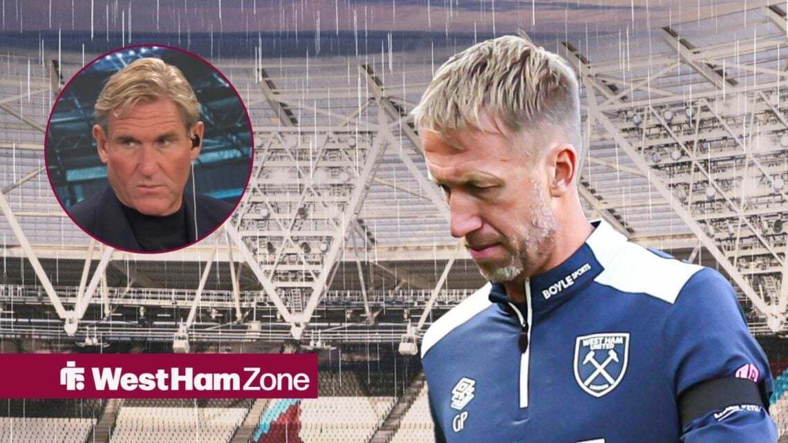 An image of Graham Potter looking sad, next to a circular inset of Simon Jordan on TalkSPORT