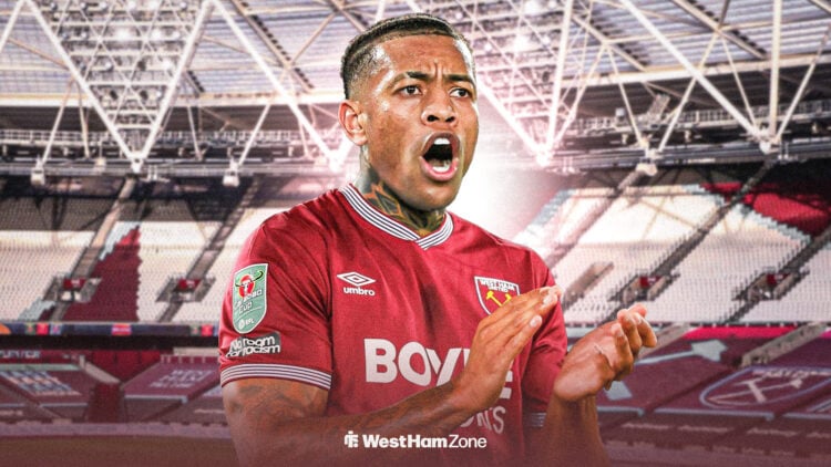 Igor Julio wearing a West Ham shirt