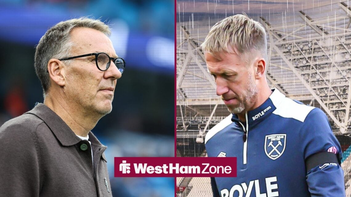An image of Paul Merson looking on, next to an image of Graham Potter looking upset