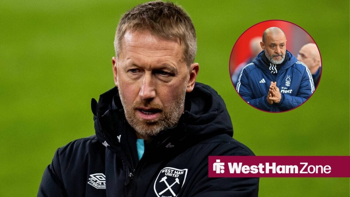 West Ham manager Graham Potter with an inset of Nuno Espirito Santo
