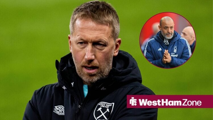 West Ham manager Graham Potter with an inset of Nuno Espirito Santo