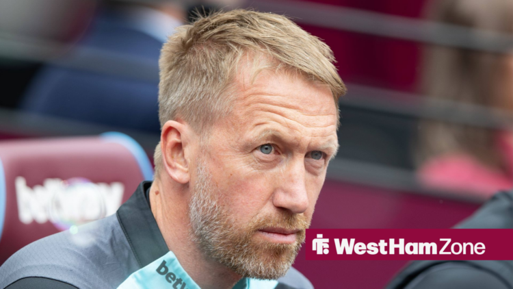 West Ham manager Graham Potter sat on the bench