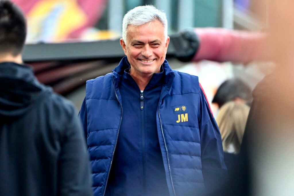 Jose Mourinho smiling while managing Roma