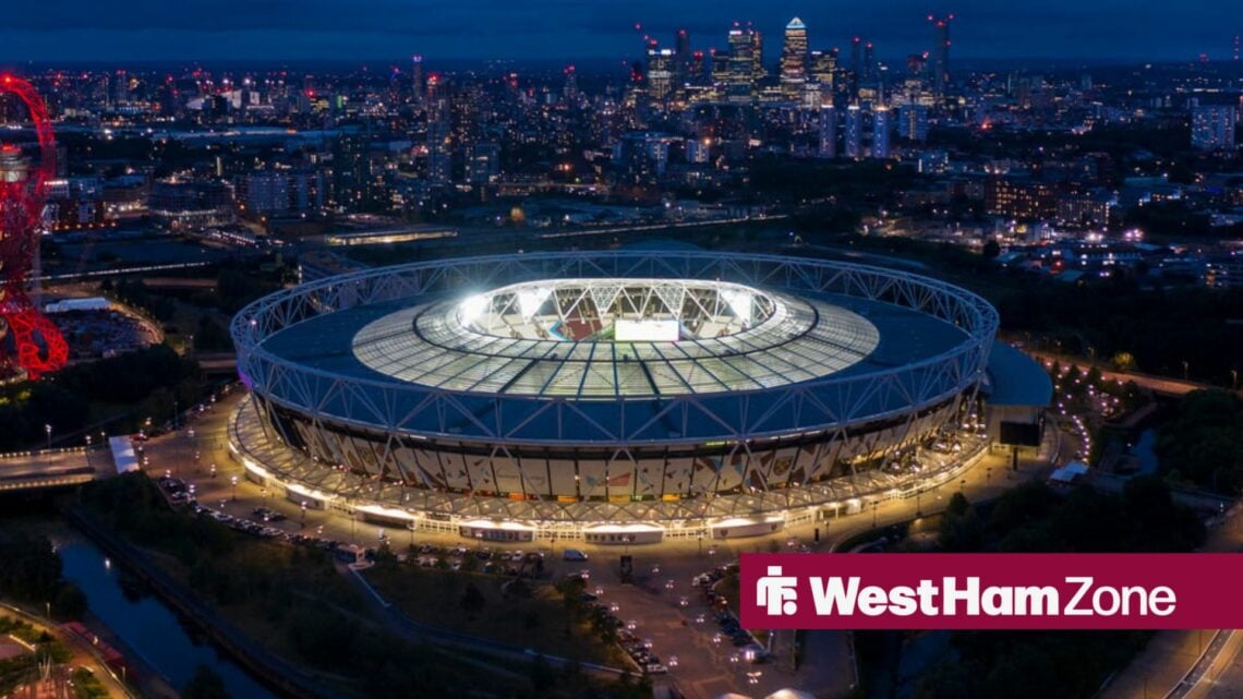 West Ham's home stadium the London Stadium aerial view
