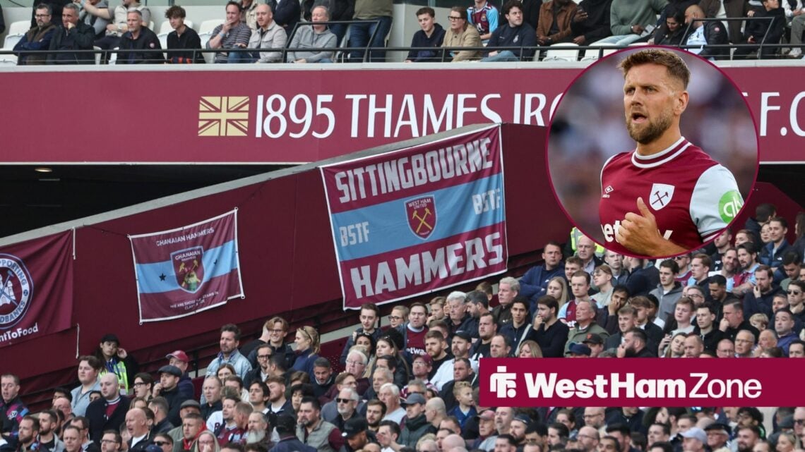 West Ham fans with Niclas Fullkrug in circle inset