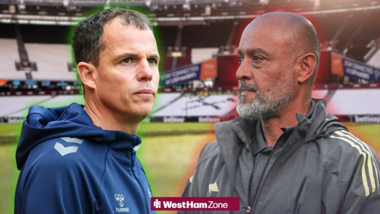 Regis Le Bris and Nuno Espirito Santo at the London Stadium
