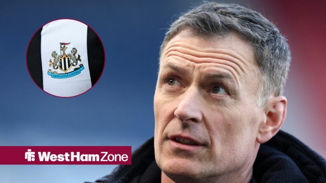 Chris Sutton with Newcastle badge in frame