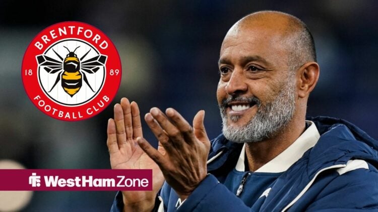 Nuno Espirito Santo smiling while looking at the bretnford badge