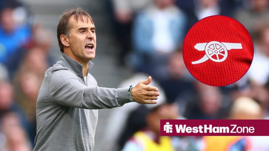 Ex-West Ham boss Julen Lopetuegi and the Arsenal badge in the circle