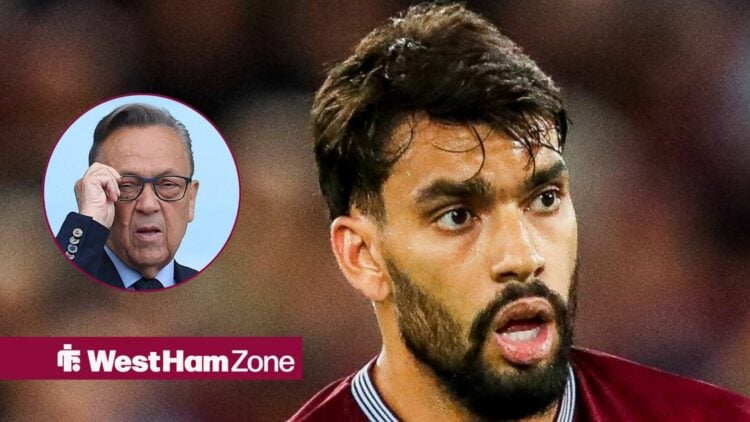 West Ham midfielder Lucas Paqueta with chairman David Sullivan inset