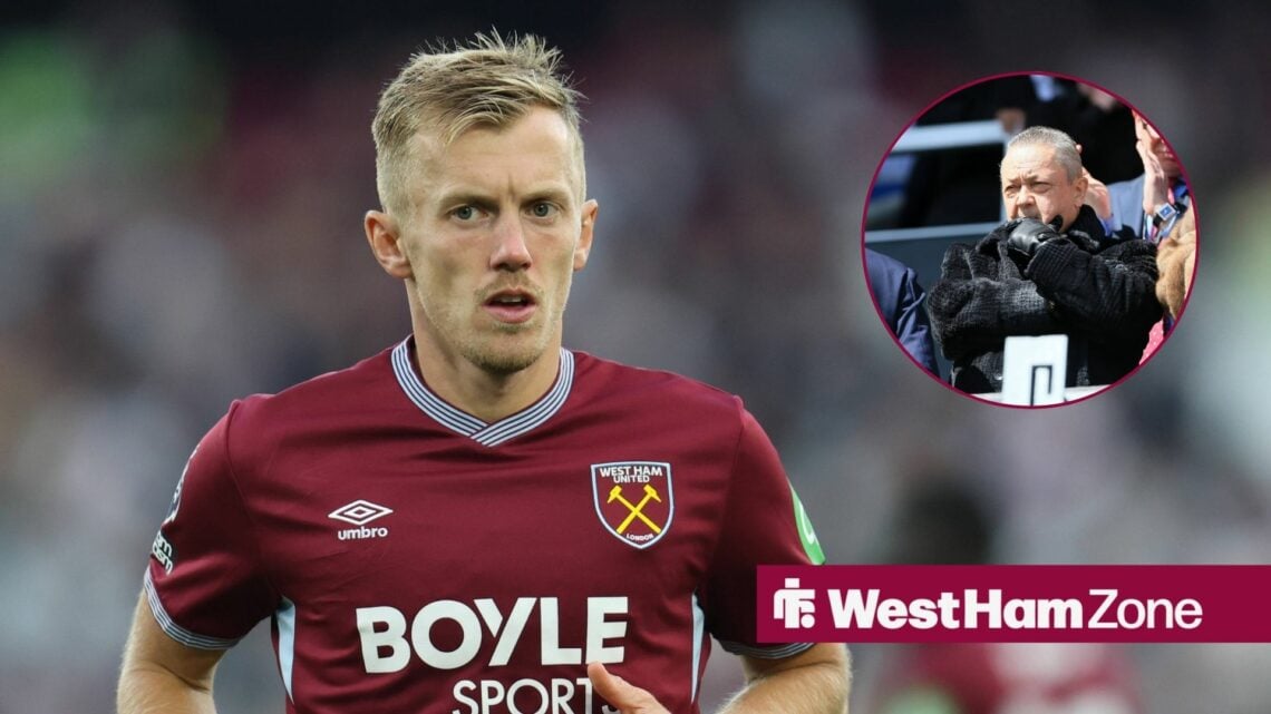 West Ham midfielder James Ward-Prowse and David Sullivan in the circle
