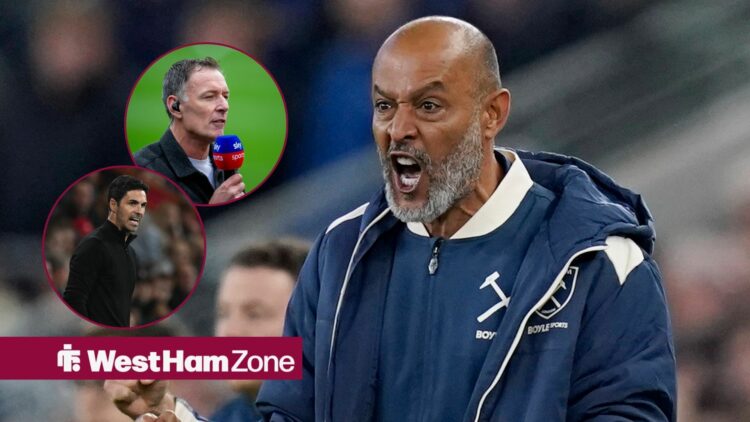 Nuno screams with Chris Sutton and Mikel Arteta in circle insets