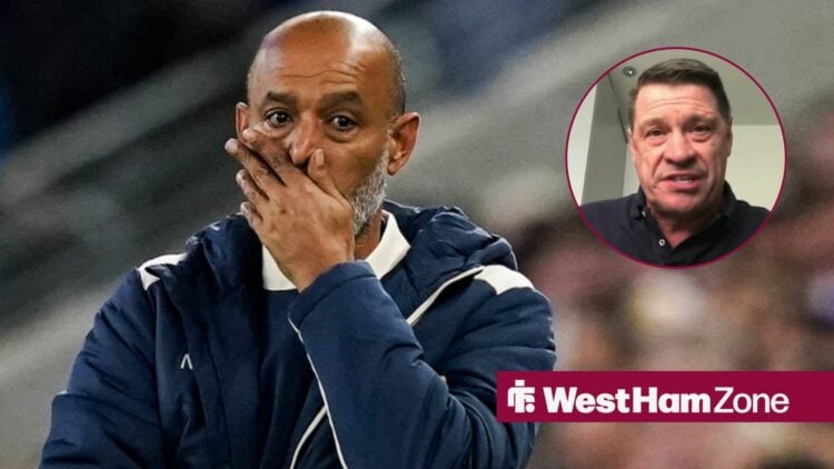 Nuno Espirito Santo covering his face in disbelief as Tony Cottee doesn't look happy.