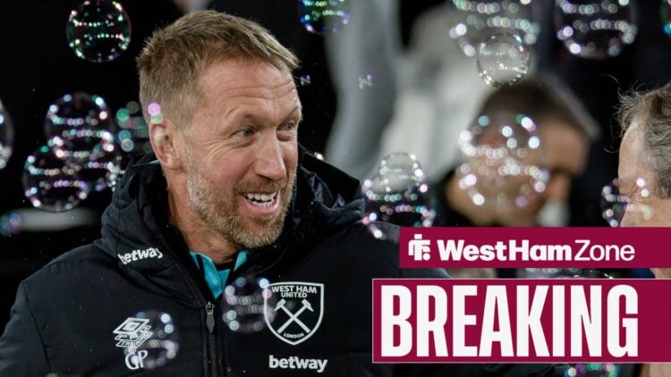 Former West Ham manager Graham Potter smiles surrounded by bubbles