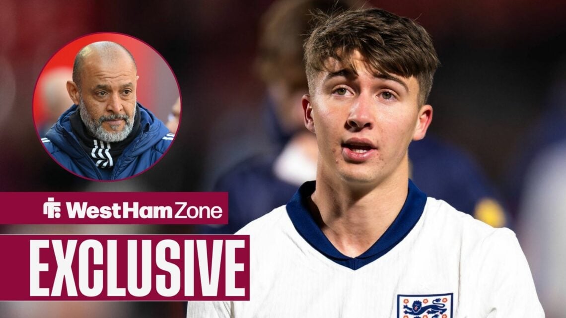 West Ham midfielder George Earthy and Nuno Espirito Santo in the circle