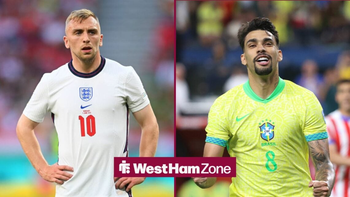Jarrod Bowen and Lucas Paqueta stood alongside each other.