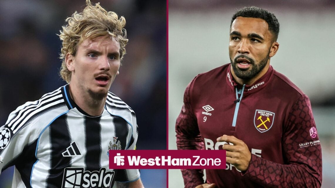 Nick Woltemade looking towards Callum Wilson in separate insets