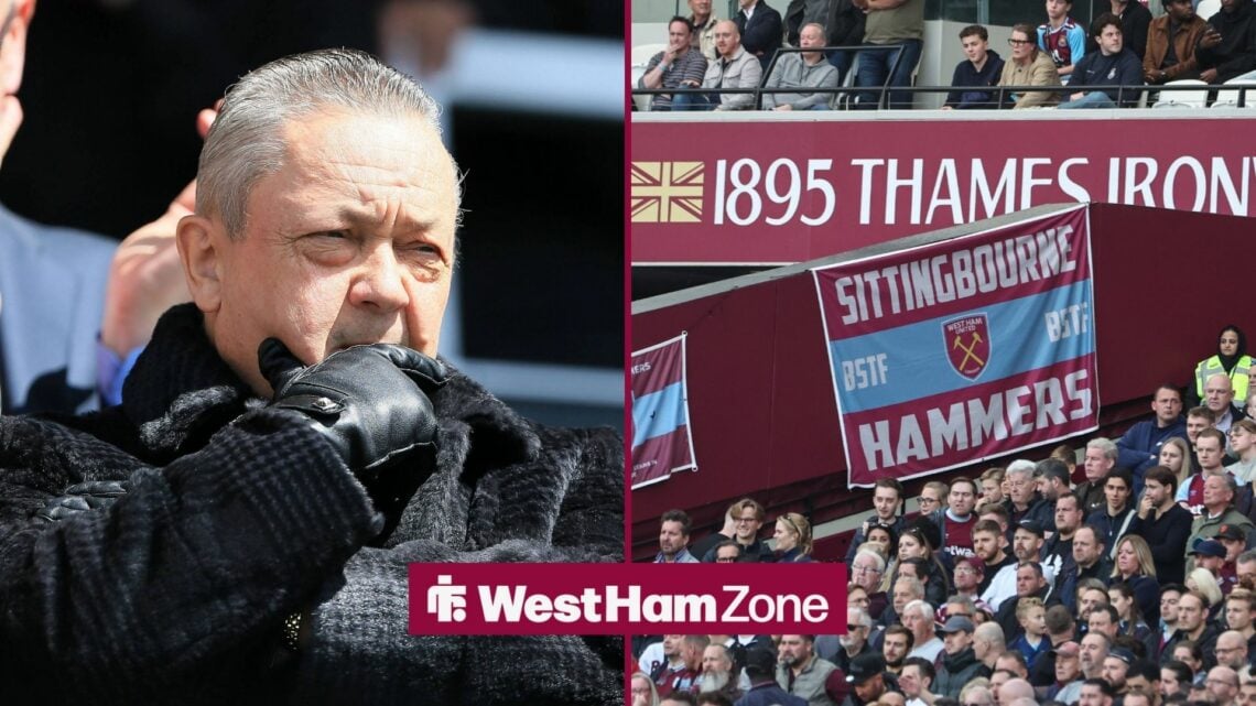 David Sullivan with an unhappy look in the direction of West Ham fans