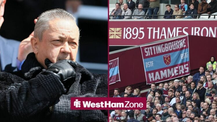 David Sullivan with an unhappy look in the direction of West Ham fans