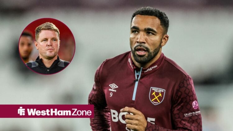 West Ham star Callum Wilson training, Eddie Howe in inset.