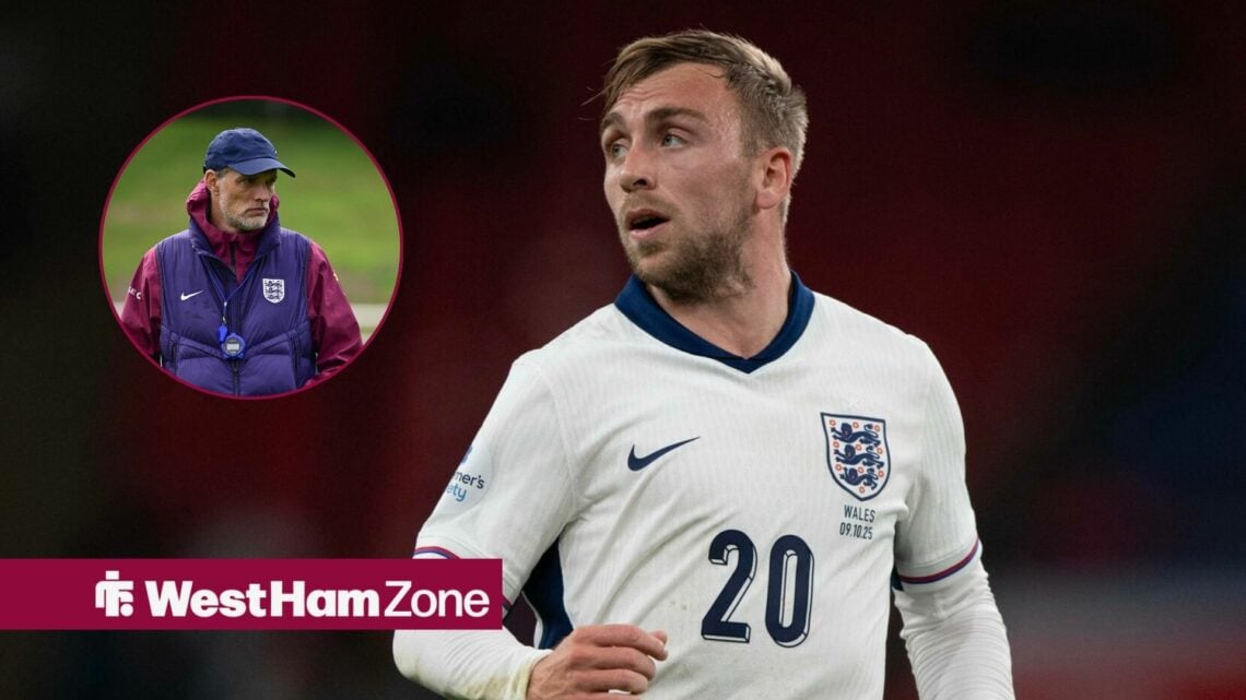 West Ham ace Jarrod Bowen in England action, Thomas Tuchel in inset.