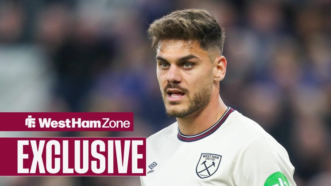 West Ham defender Konstantinos Mavropanos in action.