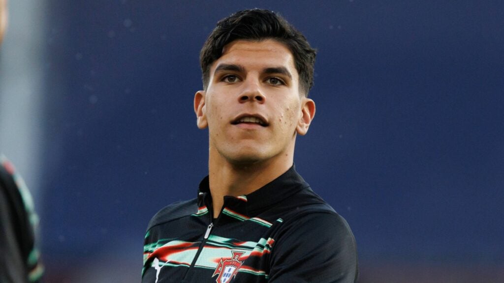 West Ham ace Mateus Fernandes looking happy while with Portugal.