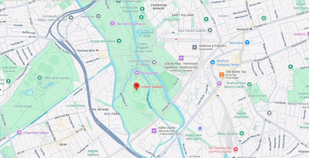 The London Stadium on Google Maps