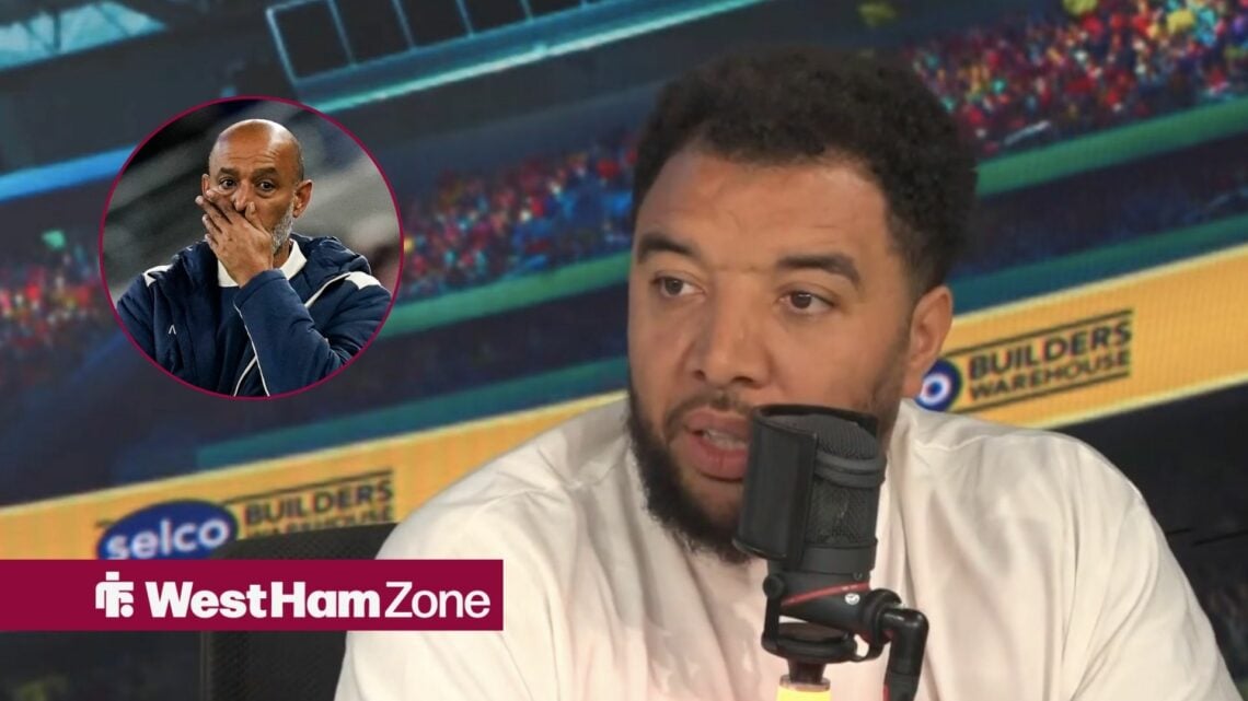 Troy Deeney looking confused, West Ham boss Nuno Espirito Santo in inset.