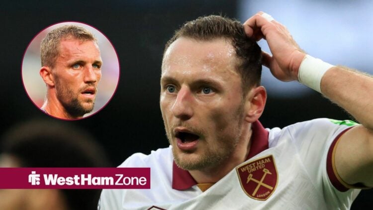 Vladimir Coufal at West Ham United and Tomas Soucek in circular inset