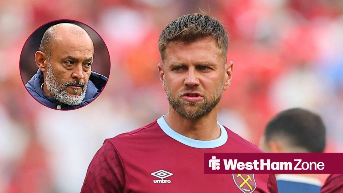 West Ham United striker Niclas Fullkrug and Nuno Espirito Santo in circular inset