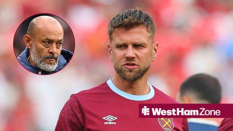 West Ham United striker Niclas Fullkrug and Nuno Espirito Santo in circular inset