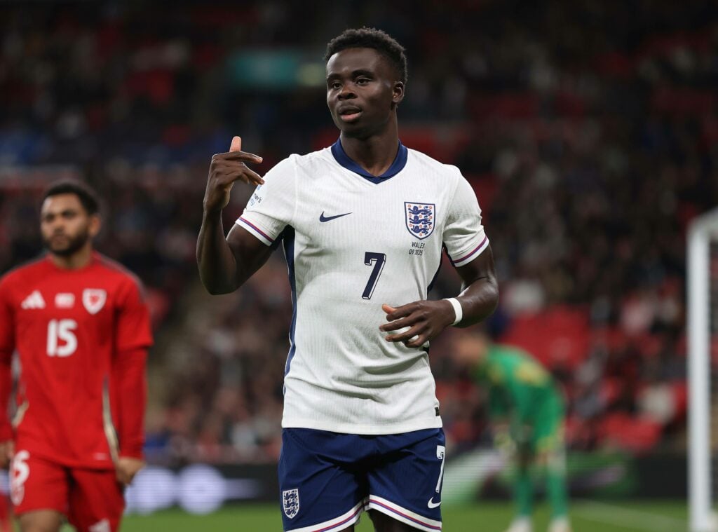 Bukayo Saka playing for England