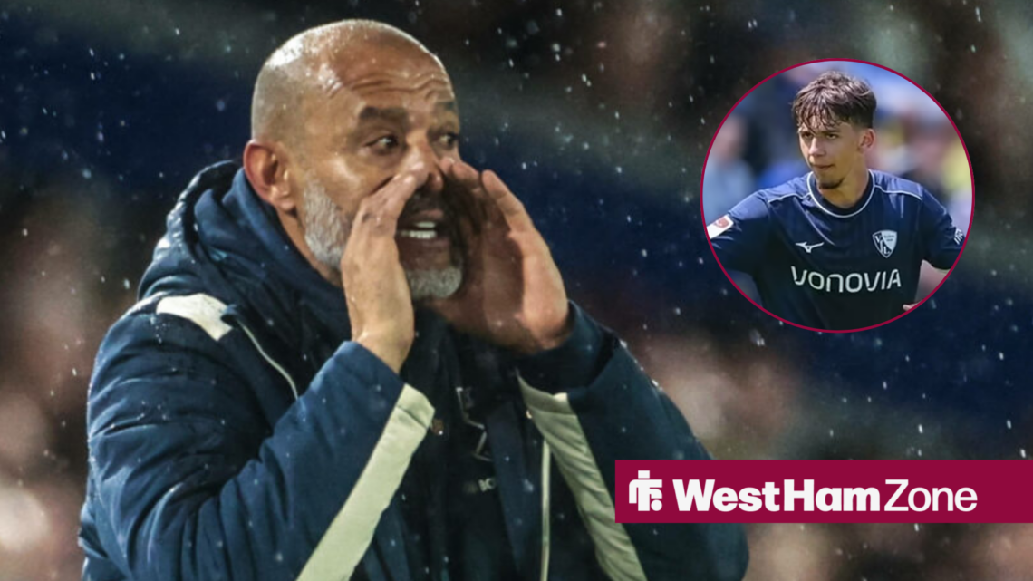 Nuno Espirito Santo shouting looking towards a circle inset of Cajetan Lenz playing for Bochym