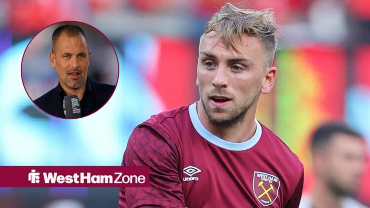 Jarrod Bowen looking concerned in the direction of Joe Cole.