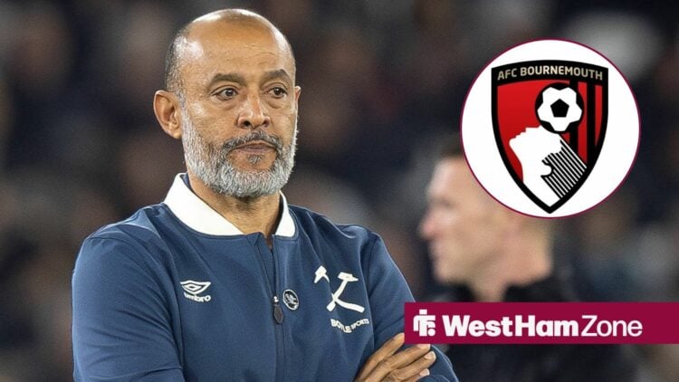 Nuno Espirito Santo looking at the Bournemouth badge.