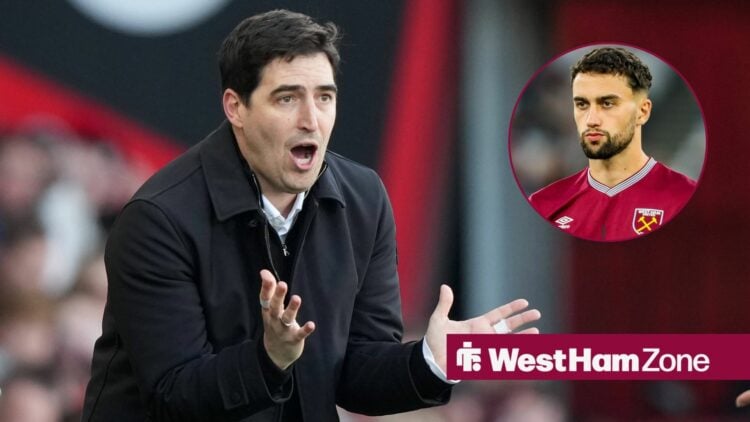 Andoni Iraola alongside a circle inset of Max Kilman.