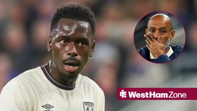 Soungoutou Magassa looking annoyed towards a circle inset of Nuno Espirito Santo