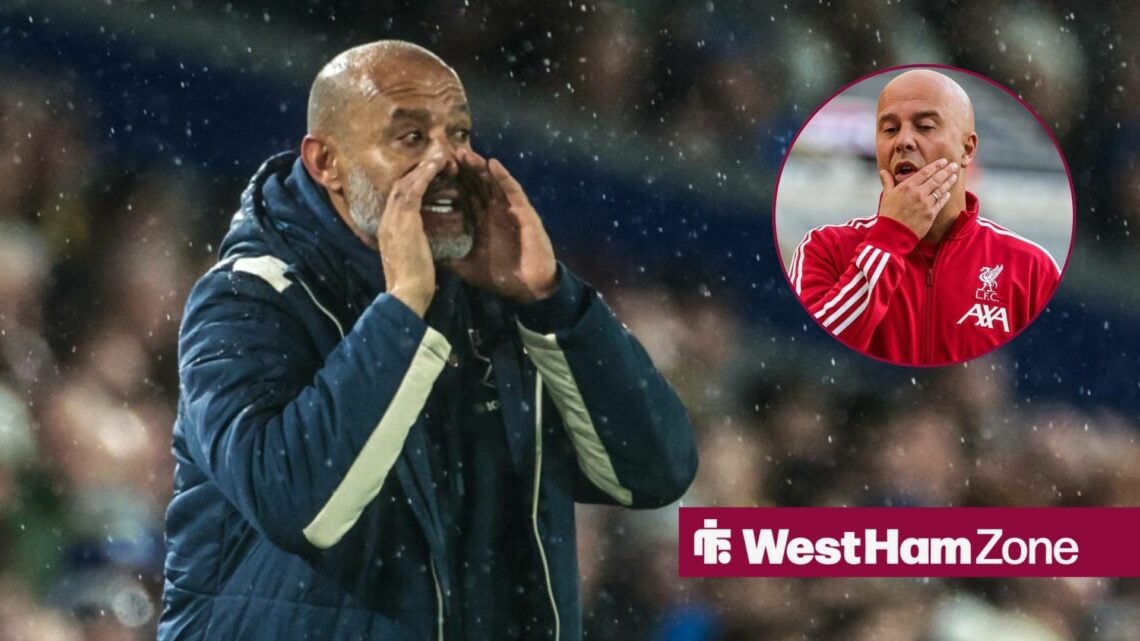 Nuno Espirito Santo alongside a circle inset of Arne Slot.