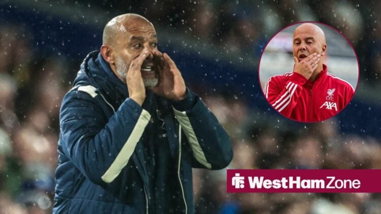 Nuno Espirito Santo alongside a circle inset of Arne Slot.