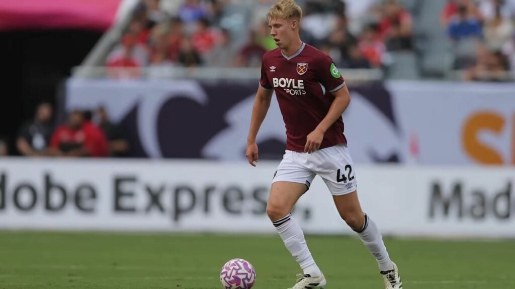 Kaelan Casey playing for West Ham