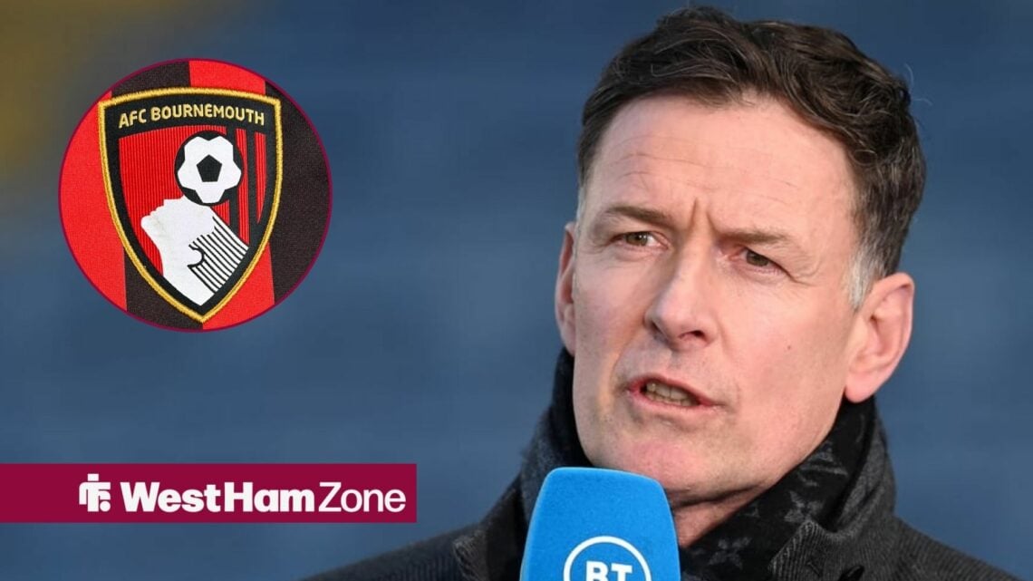 Premier League pundit Chris Sutton with Bournemouth badge inset