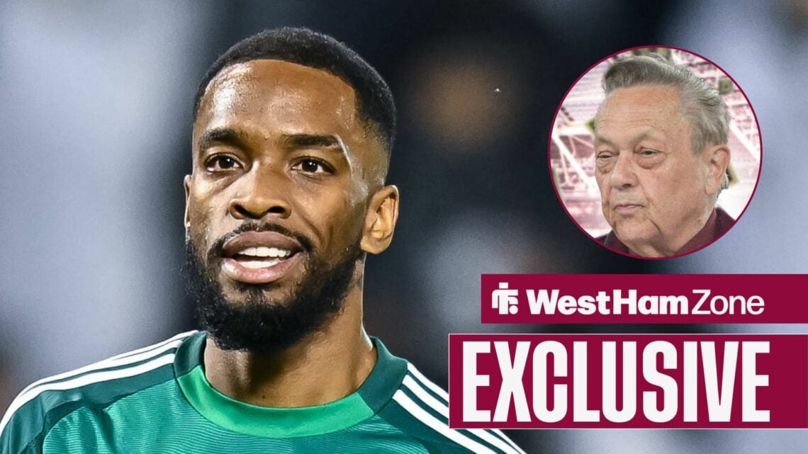 Al Ahli striker Ivan Toney with West Ham chairman David Sullivan inset