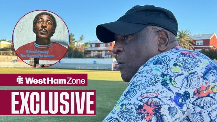 West Ham legend Clyde Best at Somerset Cricket Club, plus a mural of the former Bermuda striker in his hometown.